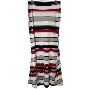 Maxie Skirt Striped Womens Large Black Red White Stretch Flare Flowy NEW